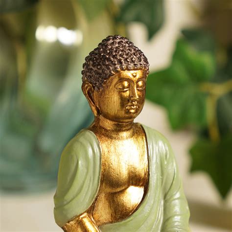 Shop Green Antique Gold Polyresin Sitting Buddha - Small - at Best ...