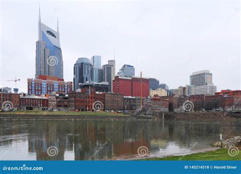 Nashville, Tennessee Downtown with Cumberland River Stock Photo - Image ...