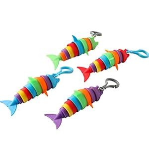 Buy 4PCS Mini Fidget Slug Toy, Rainbow 3D Articulated Stretch Dolphin ...