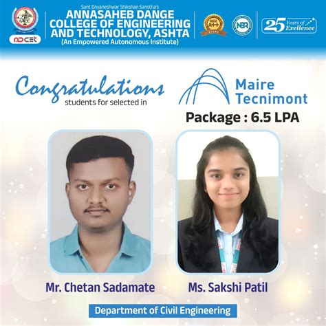Congratulations for Campus Selection in "Maire Techimont" 2024-25 batch