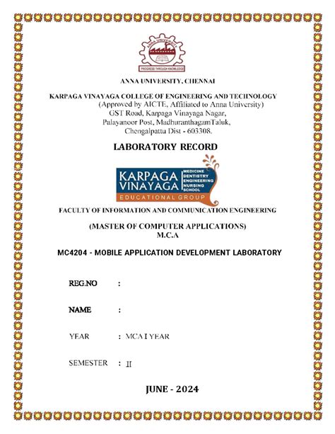 MC4204 - Final Lab Record for Mobile App Development - Studocu