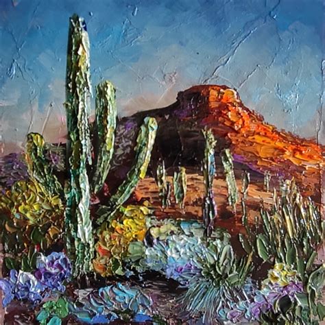 Original oil painting landscape of Arizona, cacti oil painti | Inspire Uplift