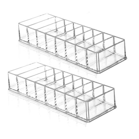 Wang-Data 2 Pcs Clear Acrylic Compact Organizer Blushes Highlighters ...
