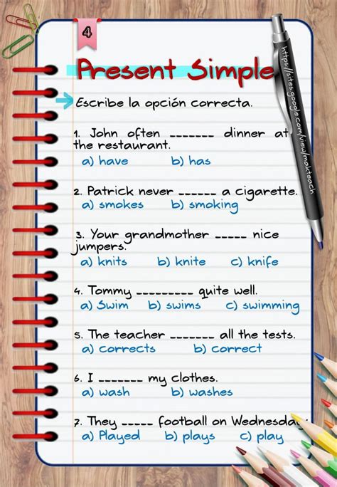 Image result for Presente Simple Ejercicios