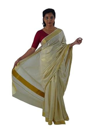 Buy Kuthampully Women's Kasavu Tissue Saree With Blouse Piece (KPSS-70 ...