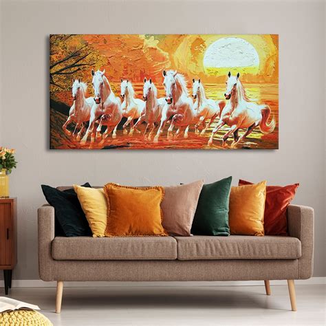 Seven Running Horses Vastu Canvas Painting – Prosperity & Success ...