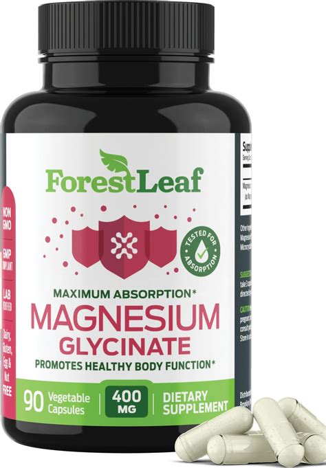 Amazon.com: Pure Magnesium Glycinate 400mg Capsules - High Absorption ...