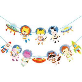 Animal Print Astronaut Outer Space Banner For Baby Shower & Boys Kids ...