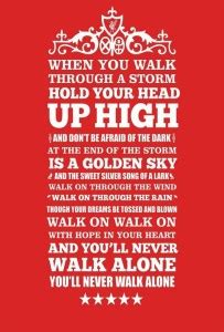 Poster You Will Never Walk Alone Liverpool Typography sl1576 (Plastic ...