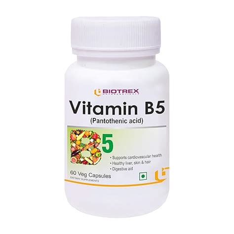 Biotrex Nutraceuticals Vitamin B5 (Pantothenic acid) Supplement, 100% ...