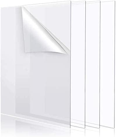 BIGIMALL Acrylic sheet 3mm Transparent 6"x6" Pack of 4 pcs for glass ...