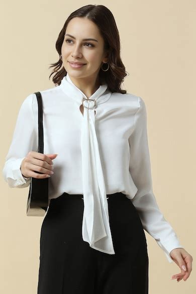 Buy Women White Solid Formal Top Online - 39838774 | Allen Solly
