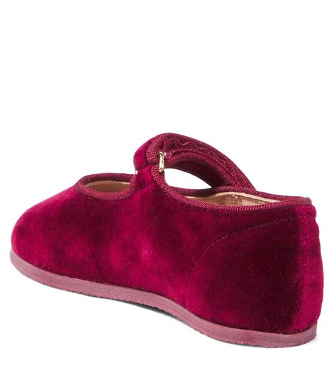Ellaro embroidered velvet Mary Jane flats in burgundy - Bonpoint ...
