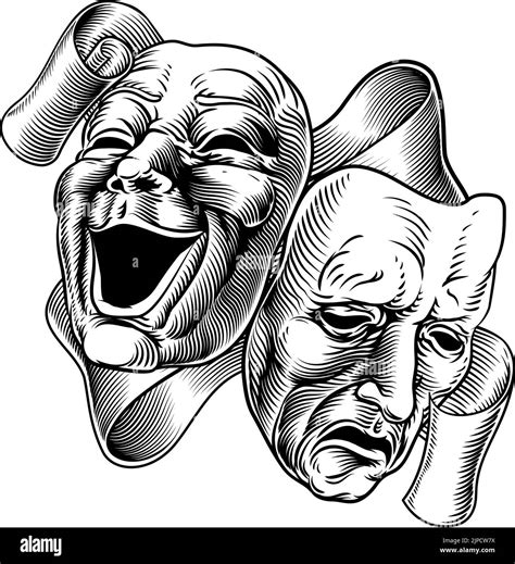 Theater Or Theatre Drama Comedy And Tragedy Masks Stock Vector Image ...