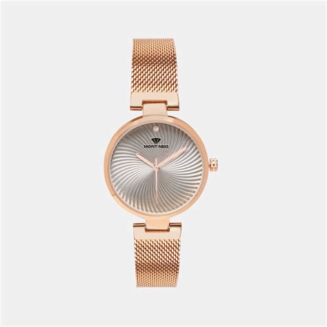 Mont Neo women's Analog Round Dial Quartz Rose Gold Stainless Steel ...