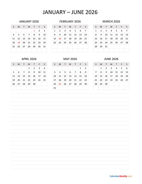 June 2026 Calendar With Notes Printable Free — Calendars 123