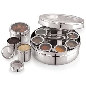 Buy Escrow 9 in 1 Stainless Steel Masala Dani/Spice box for Kitchen ...
