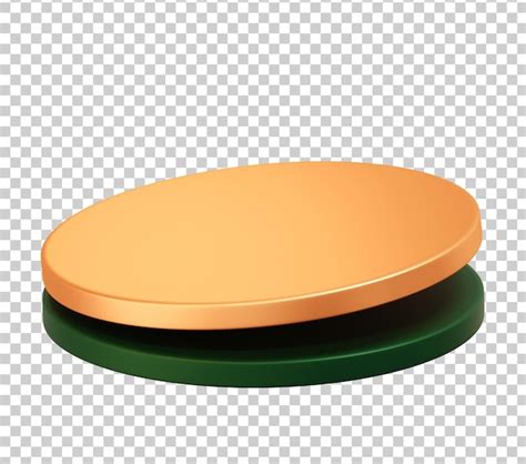 3d podium pedestal button icon orange green circle disk cylinder ...