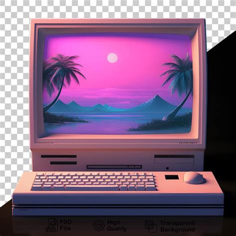 Premium PSD | Retro computer illustration isolated on transparent ...