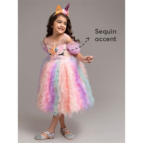 Buy Hopscotch Sequined Unicorn Dress with Oversized Bow Online