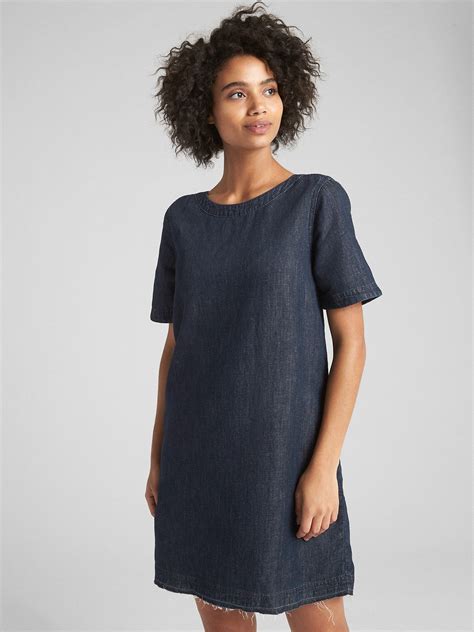 Denim Shift Dress with Let-Down Hem | Gap
