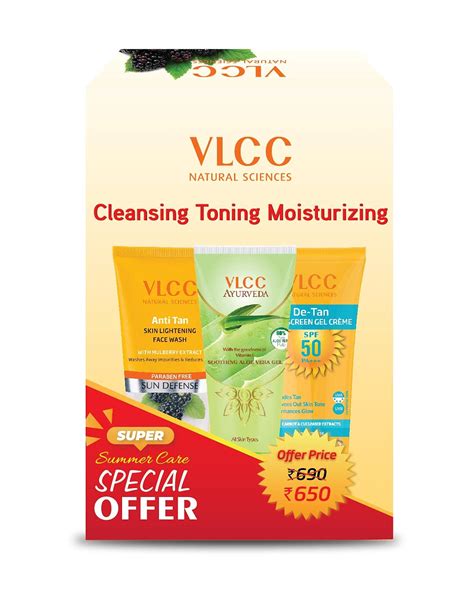 VLCC Anti Tan Face Wash (150ml), Ayurveda Aloevera gel (100gm) & D-tan ...