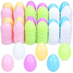 MCPINKY 42PCS Plastic Easter Eggs, Hinged Fillable Easter Eggs Macaron ...