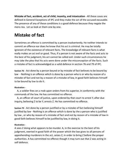 Mistake of Fact-Sec.76&79of IPC - Mistake of fact, accident, act of ...