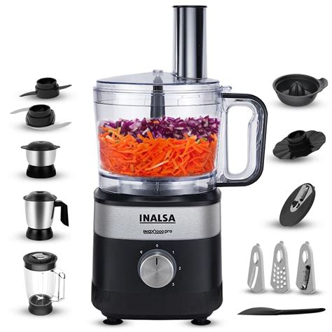 Inalsa Inox 1000 Pro Food Processor 1000W | 2.5L Bowl | Multi-Function ...