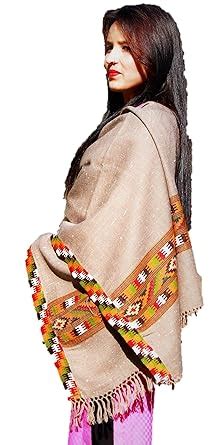Buy HimalayanKraft Hand Woven Kullu Handloom Pure Woolen Shawl Grey ...