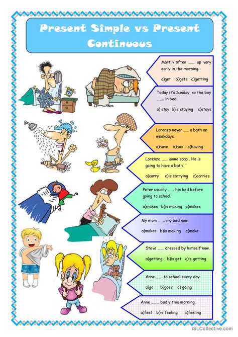 Present Simple vs Continuous 的图像结果