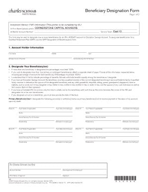 Fillable Online Schwab Beneficiary Designation Form - Cornerstone ...