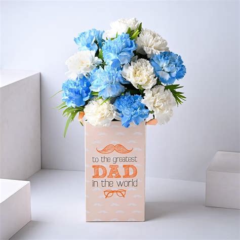 FlowerAura Decorative Bunch of Fresh Live 6 White & 6 Blue Carnations ...