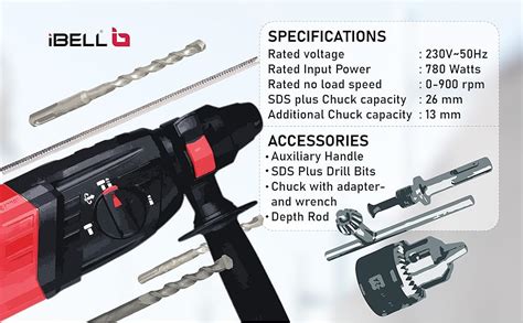 IBELL Rotary Hammer Drill RH26-26, 780W, Copper Armature, SDS Plus ...