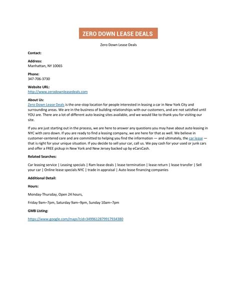 Zero Down Lease Deals