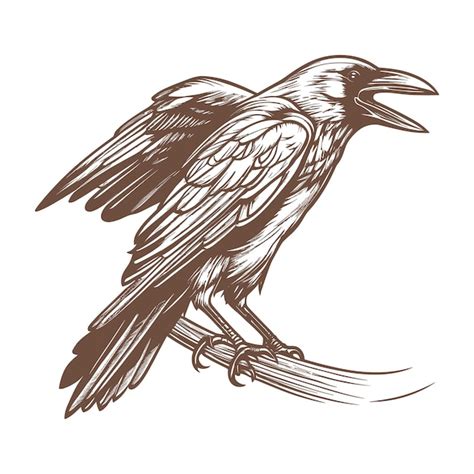Vector raven crow hand drawn sketch illustration birds | Premium Vector