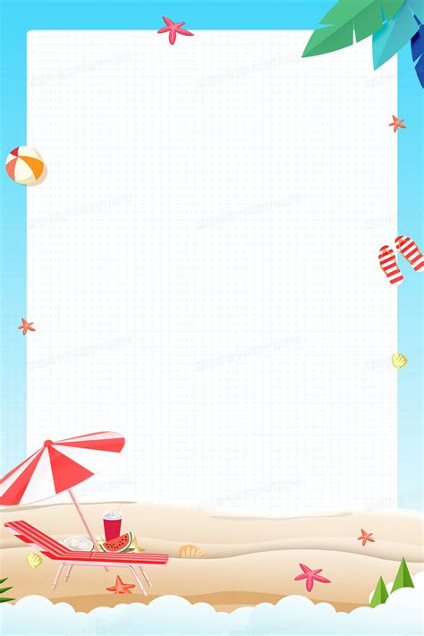 大气简约夏天沙滩边框背景背景图片素材免费下载_熊猫办公