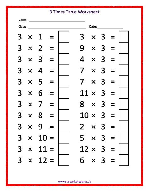 Times Tables Practice Year 3