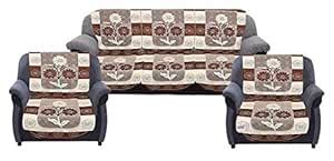 Fun Homes Flower Print Cotton 6 Piece 5 Seater Sofa Cover for Living ...