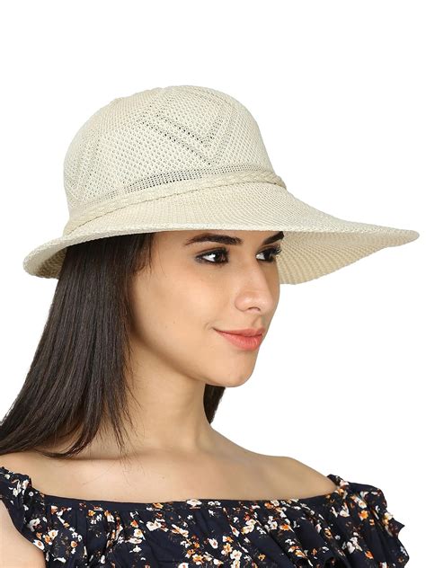 FabSeasons Long Brim Beach and Sun Hat/caps for Women & Girls Beige ...