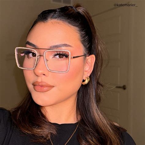 Diva Frame Glasses, Gold Glitter Sparkle Square Eyeglasses