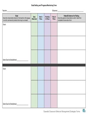 Fillable Online Goal Setting and Progress Monitoring Form Fax Email ...