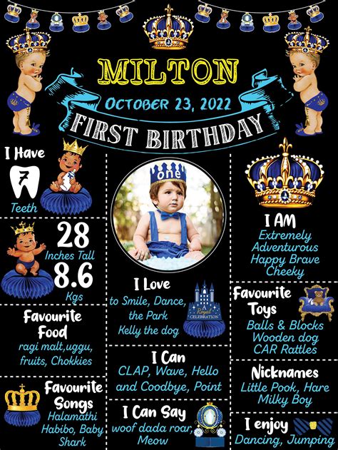 Baby Prince 1st Birthday Chalkboard | Online in India - Customizable ...