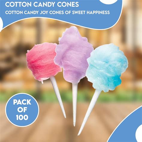 Cotton Candy Cones [100 Pack] - White Cotton Candy Sticks | Kraft Paper ...