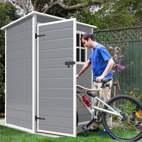 Yitahome | 5x3 ft Gray Resin Outdoor Large Storage Shed with Floor ...