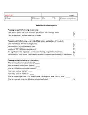Fillable Online Base Station Planning Form Please provide the following ...