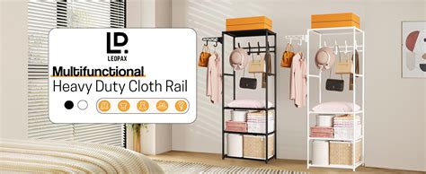 LEOPAX Coat Rack Freestanding Metal Clothes Stand With 10 Hooks & 4 ...