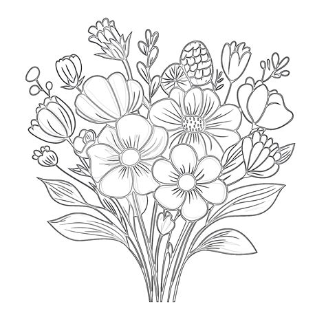 Flower Bouquet Drawing For Kids