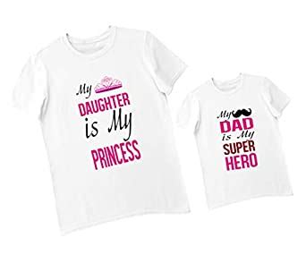 Buy ADT Photo Gifts Dad & Daughter Combo White T-Shirt, Pack of 2 ...