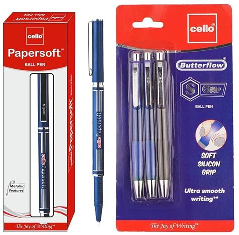 Cello Papersoft Ball Pen - (Blue) Butterflow S Grip Ball Pen : Amazon ...